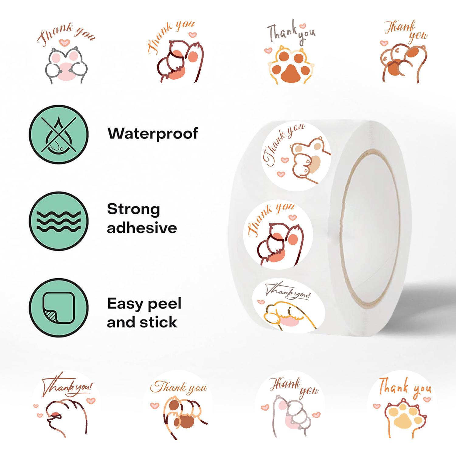 JCAC 500pcs/roll Cute Cartoon  - огляд і ціна Sticker Label Roll
