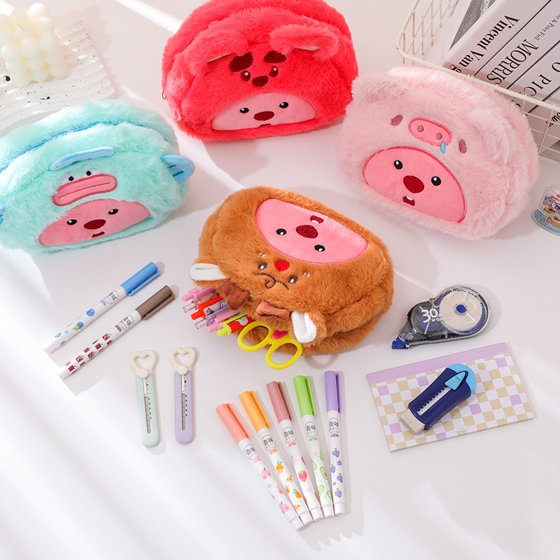 Cartoon Plush Pencil Bag Stude - огляд і ціна Pencil Case Large